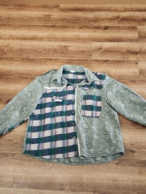 Plaid Patchwork Shirt with Lace Trim